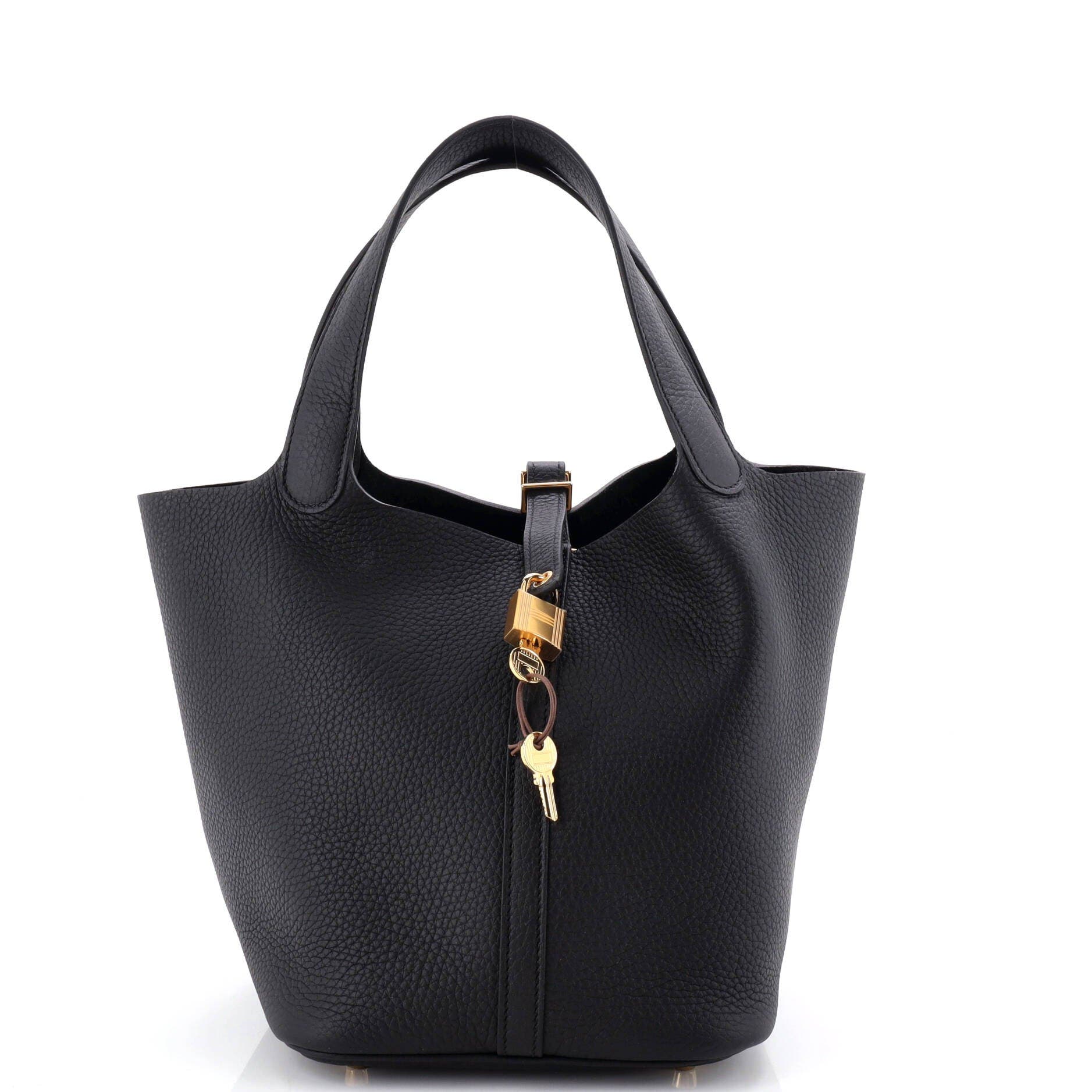Picotin Lock Bag Clemence MM, Main, color, Noir