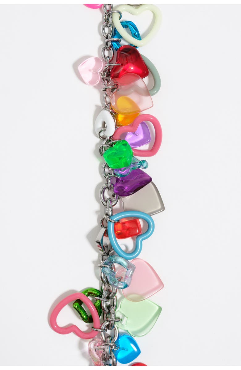 Bimba y Lola Multicolor Hearts Chain Necklace, Alternate, color, Fuchsia