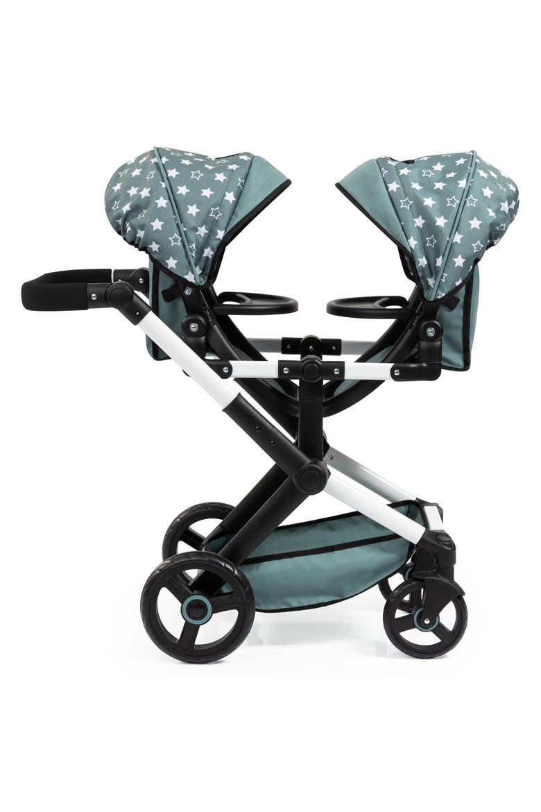 Pram Xeo Twin, Green & White Stars, Seats 2 Dolls Up to 18 Inch, Alternate, color, Multicolored