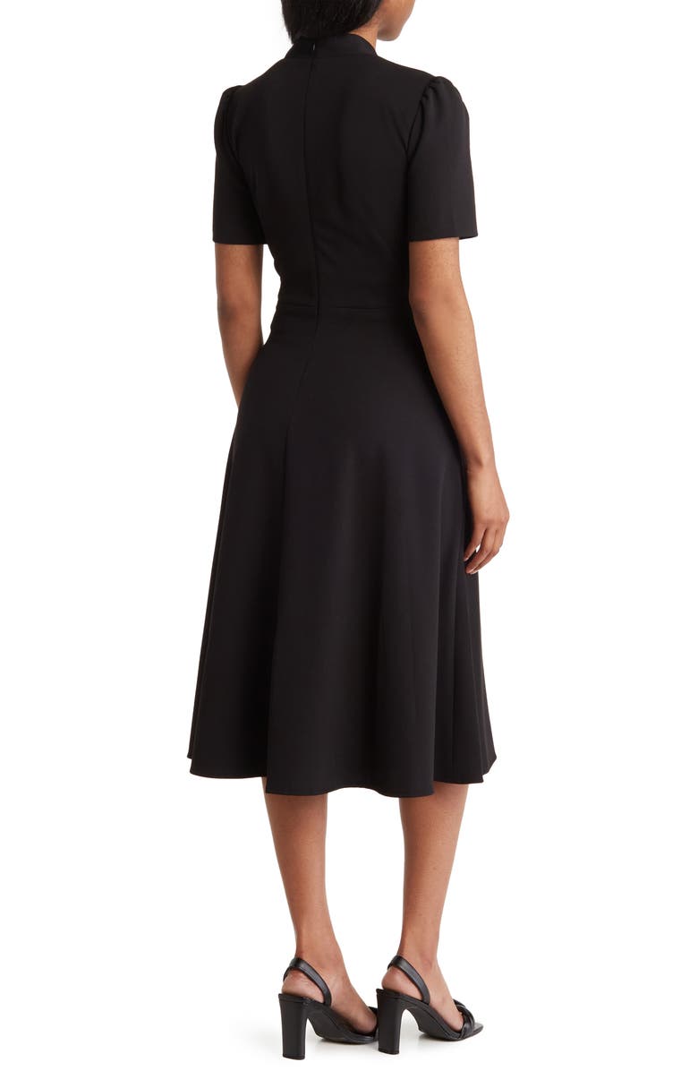 Maggy London Short Sleeve Necktie Midi Dress, Alternate, color, Black