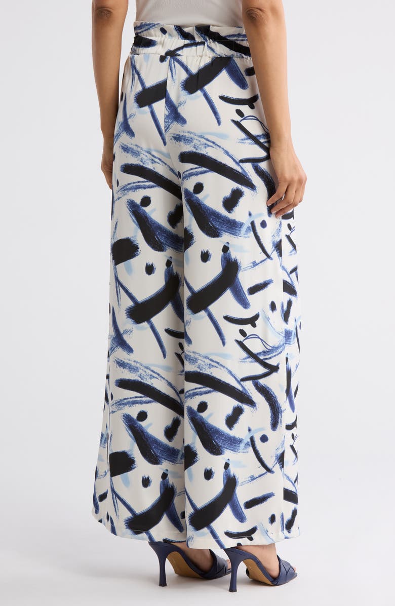 PATRIZIA LUCA Printed Wide Leg Pants, Alternate, color, Navy