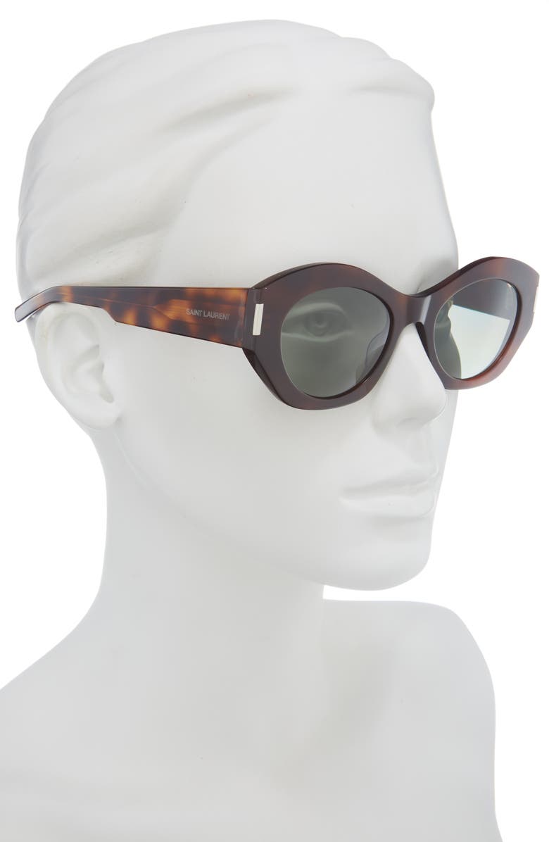 Saint Laurent Cat Eye Sunglasses, Alternate, color, Havana Havana Green