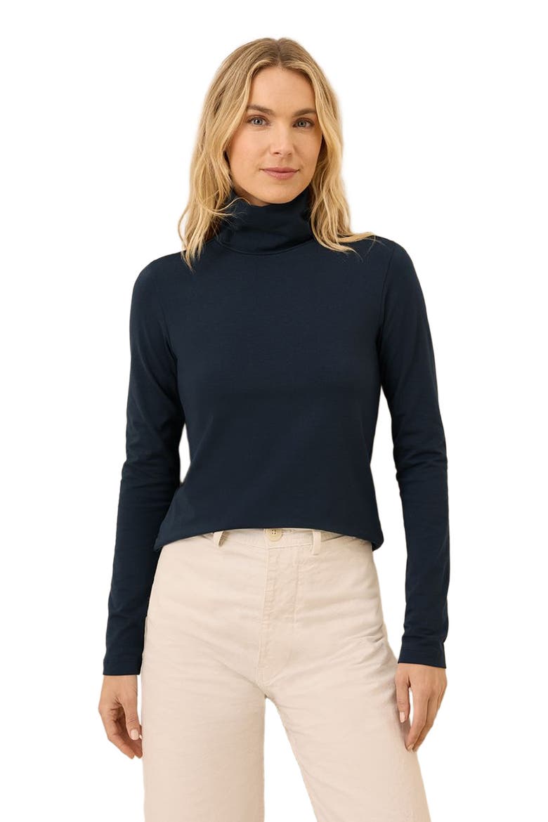 Luxe Stretch Jersey Slim Turtleneck, Alternate, color, Midnight Blue