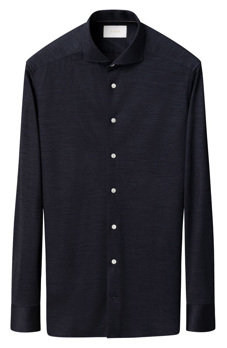 Eton Slim Fit Merino Wool Dress Shirt, Alternate, color, Navy