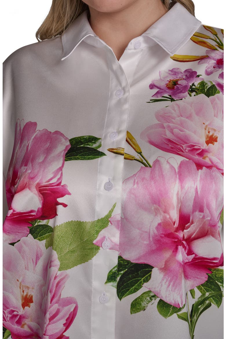 Floral Placement Print Button-Up Shirt, Alternate, color, SOFT WHITE MULTI