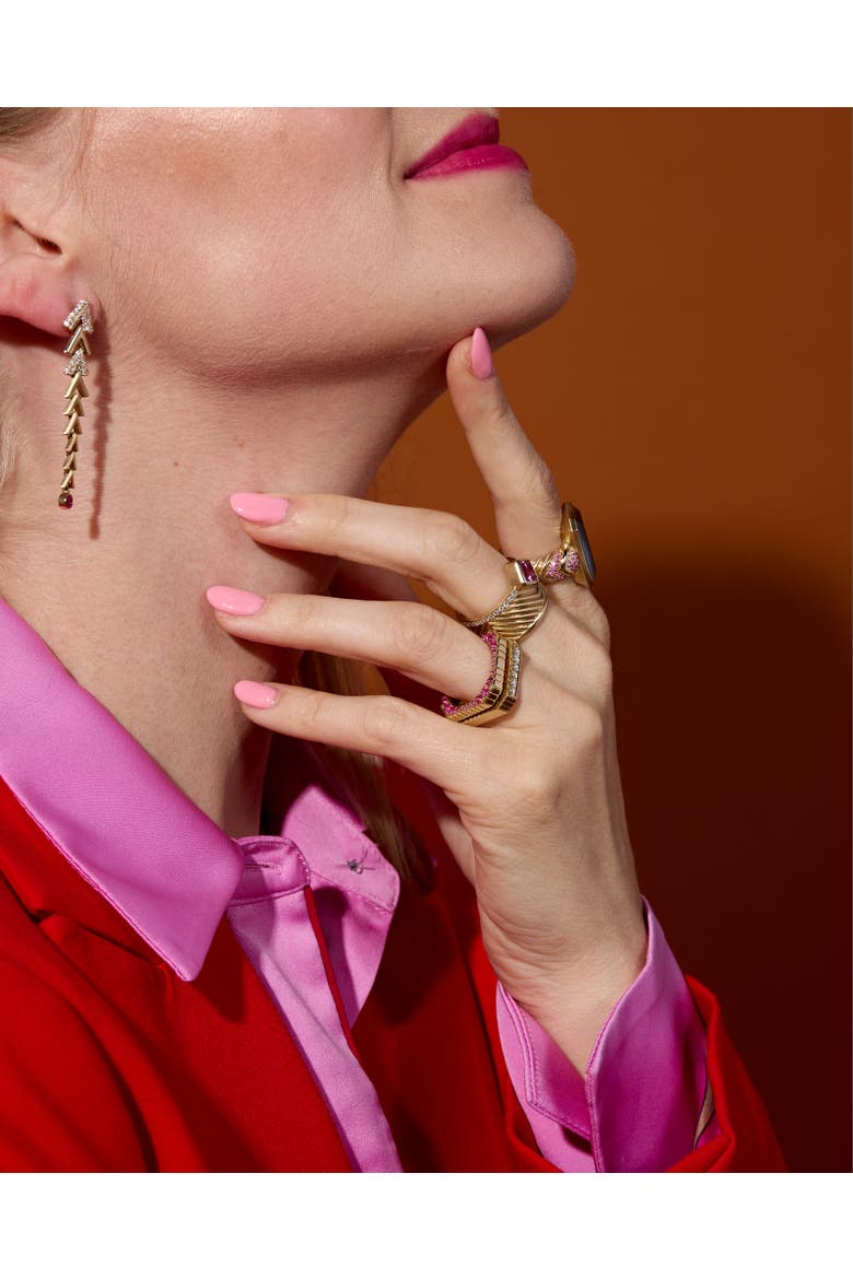 Spark Chevron Link Chandelier Earring, Alternate, color, Pink Sapphire-Gold