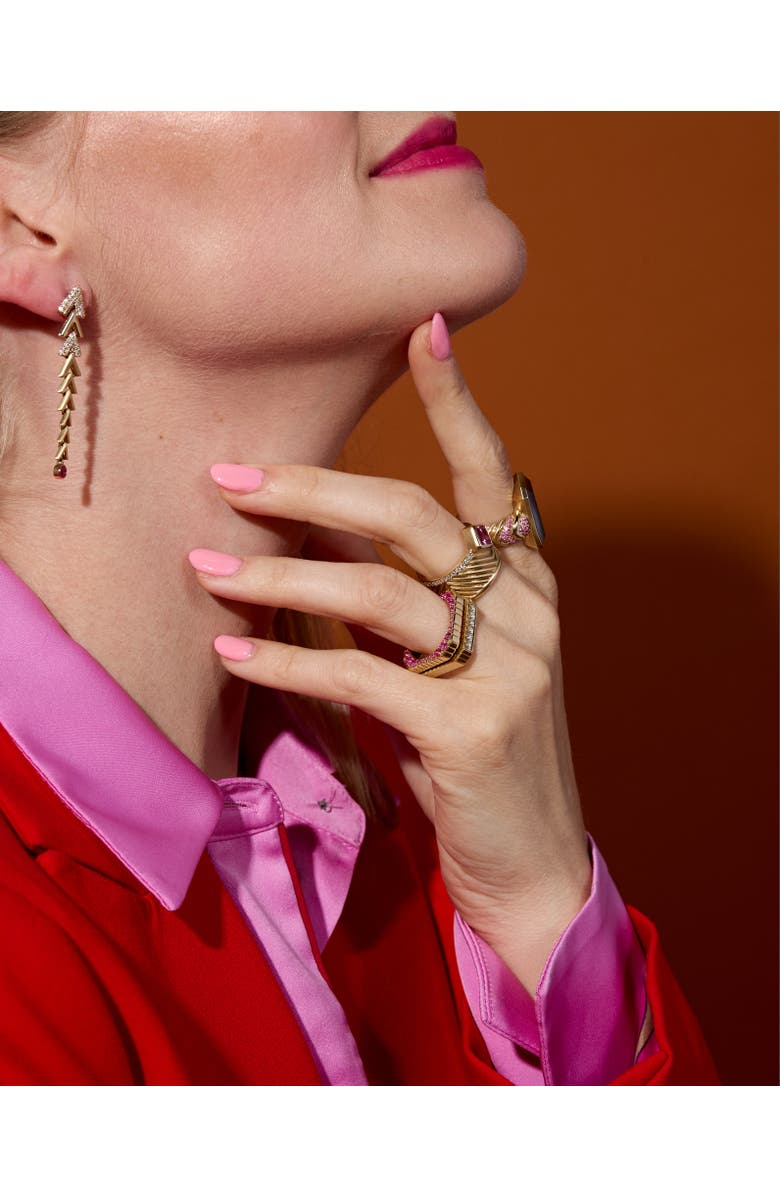 Campbell + Charlotte Spark Chevron Link Chandelier Earring, Alternate, color, Pink Sapphire-Gold