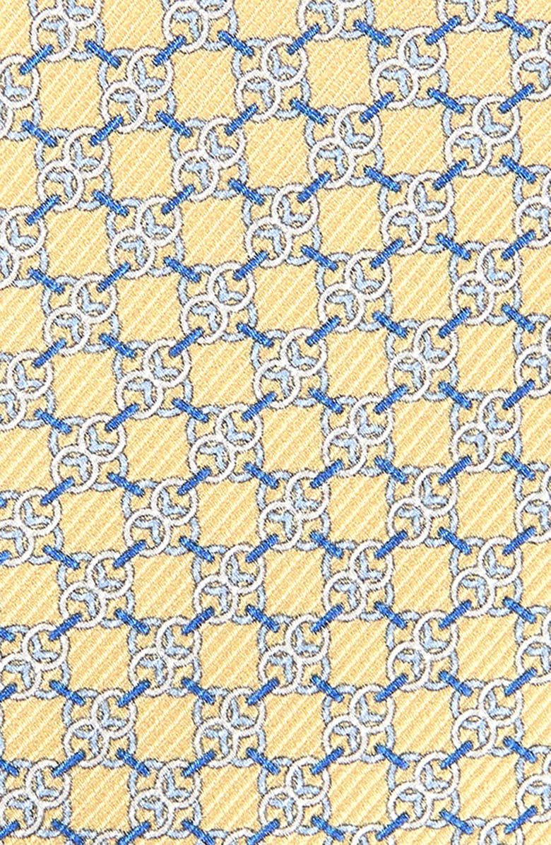 David Donahue Link Pattern Silk Twill Tie, Alternate, color, Yellow