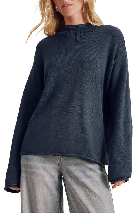 Elsie Cotton Blend Roll Edge Sweater