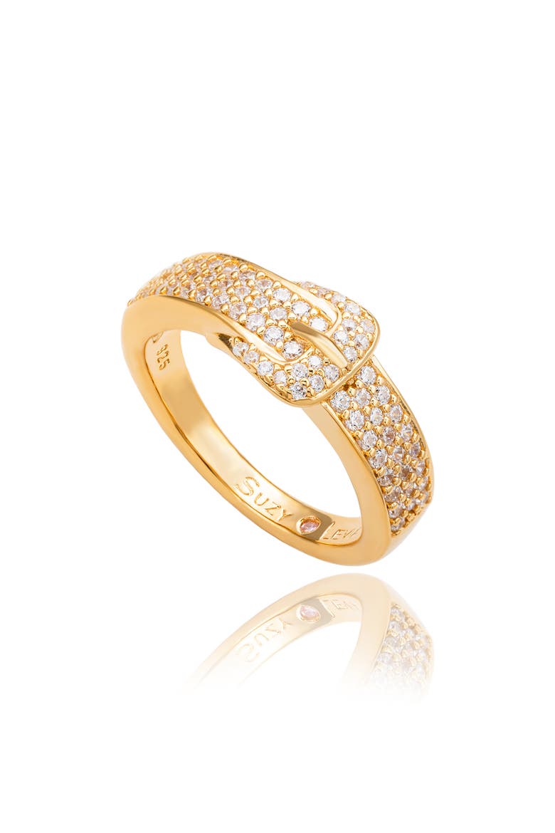 Pavé Cubic Zirconia Buckle Ring, Main, color, GOLD