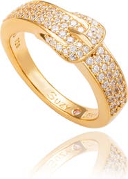 SUZY LEVIAN Pavé Cubic Zirconia Buckle Ring