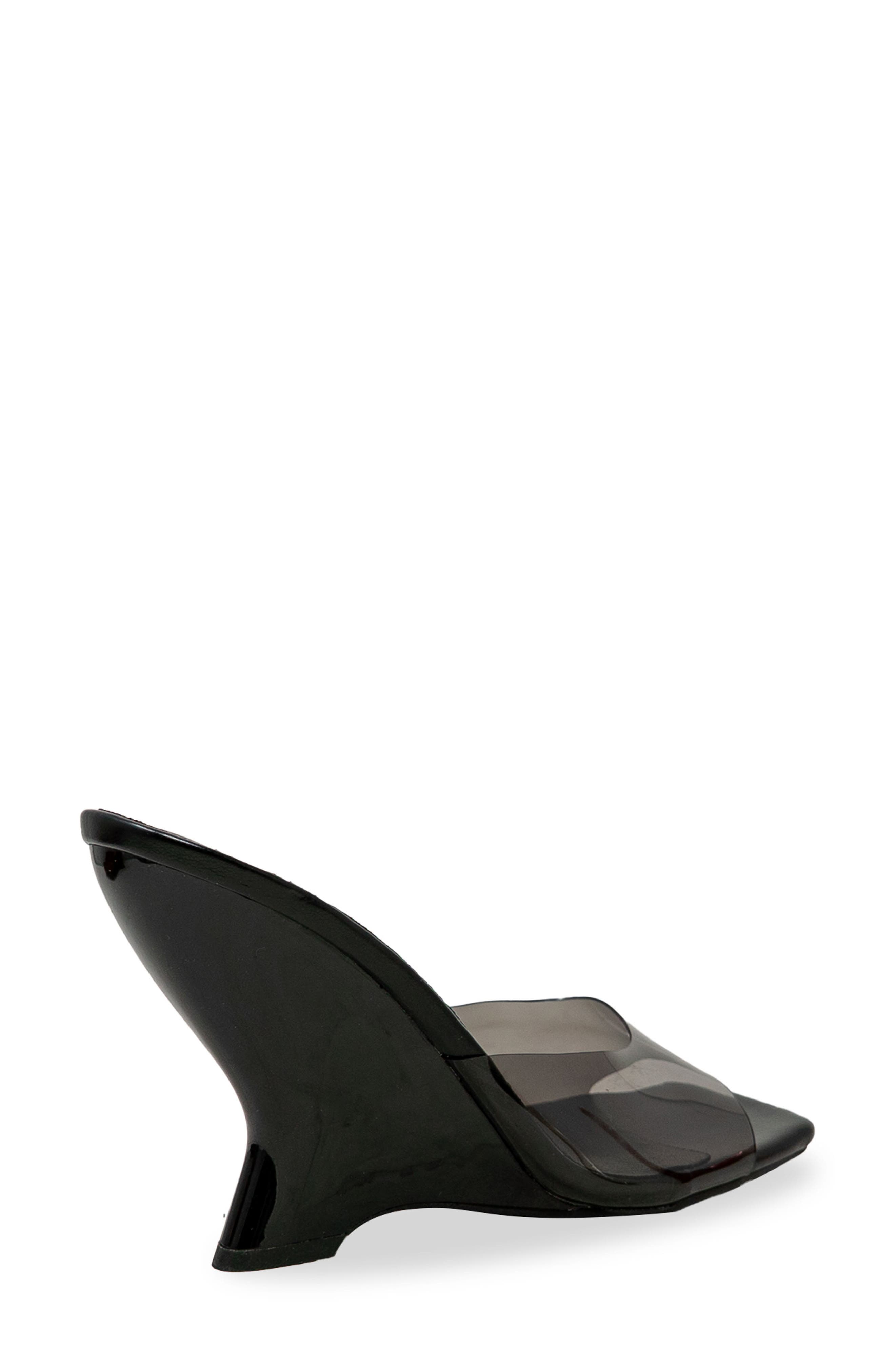 CHASE AND CHLOE Alia Clear Strap Wedge Sandal, Alternate, color, Clear Black