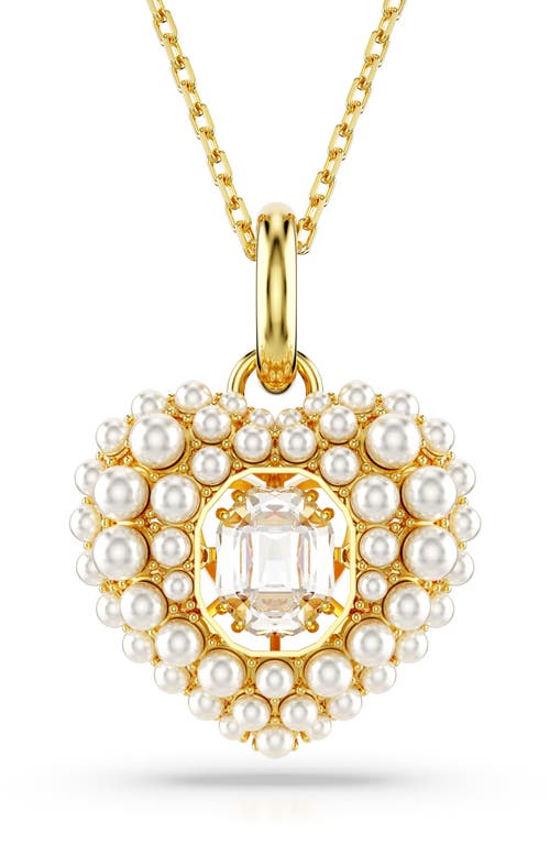 Swarovski Idyllia Crystal, Faux Pearl & Cubic Zirconia Heart Pendant Necklace