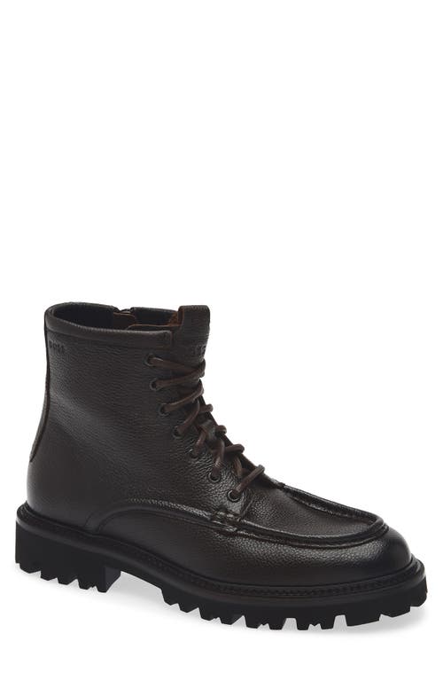 Hugo Boss Boss Julio Lugged Moc Toe Leather Boot In Black