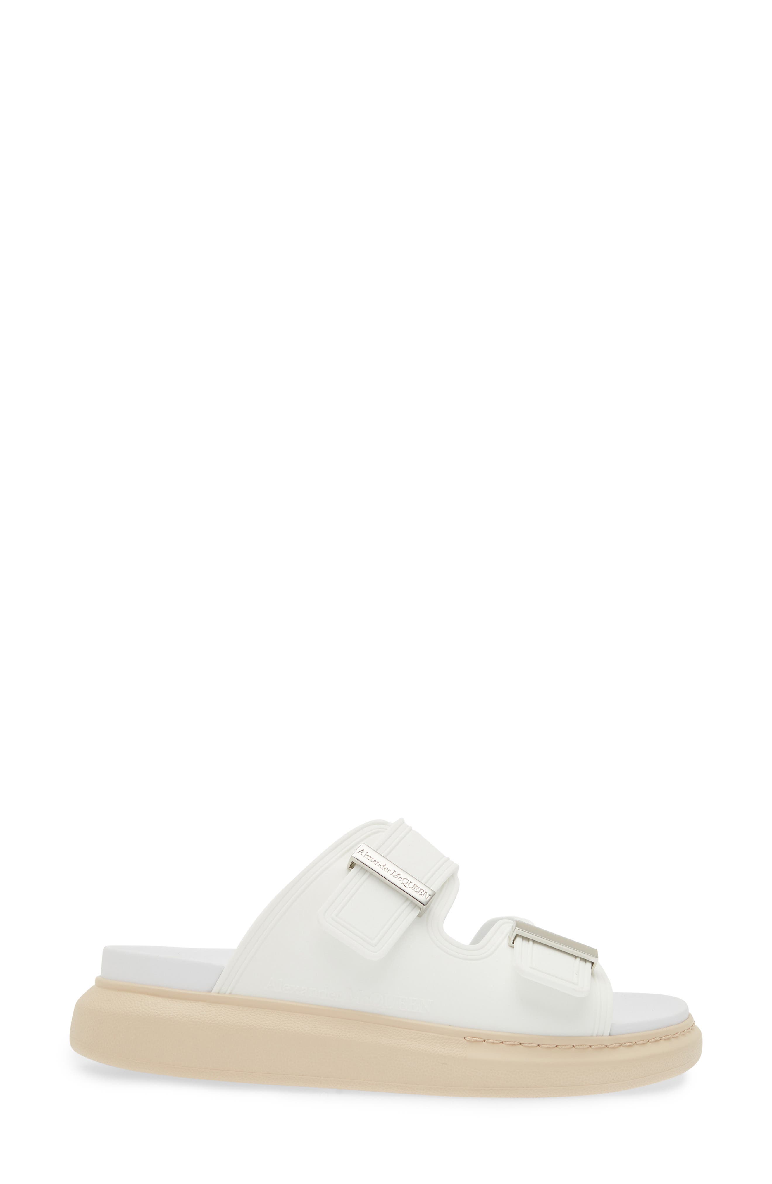 McQueen Oversize Slide Sandal, Alternate, color, Ivory/ Oat/ Silver