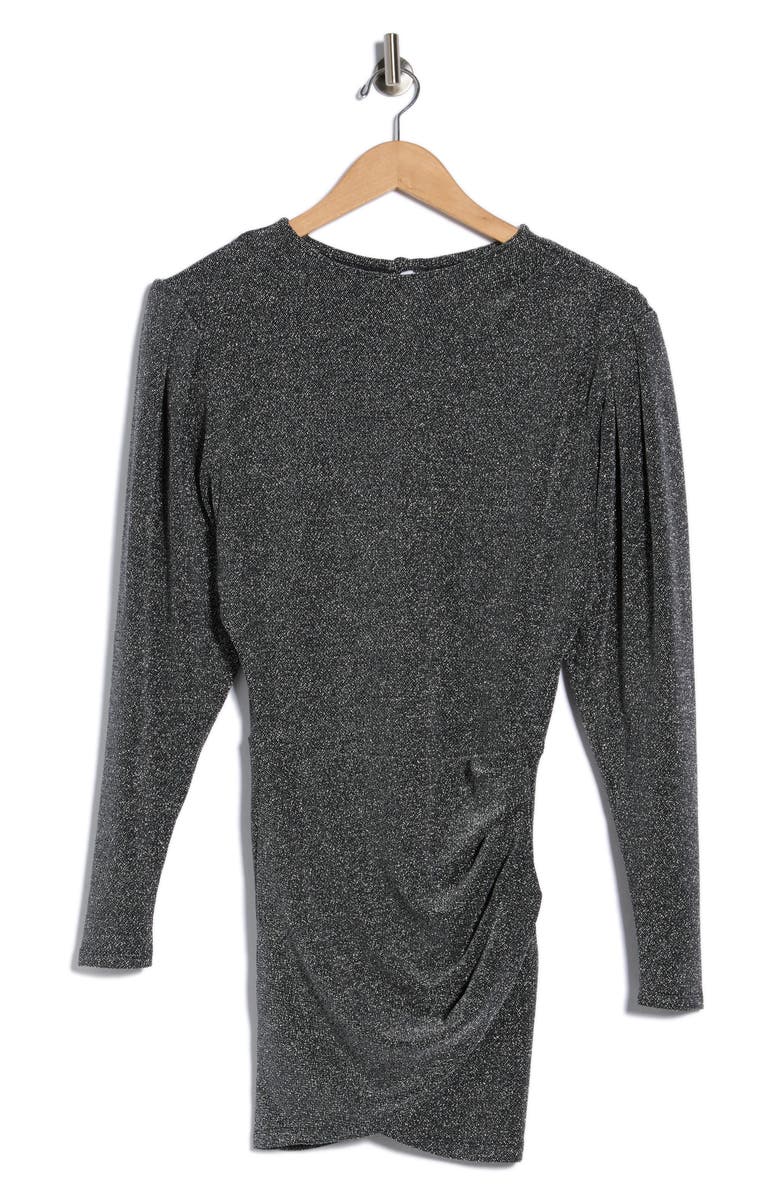 Isabel Marant Étoile Benedicte Long Sleeve Metallic Knit Minidress, Alternate, color, Silver
