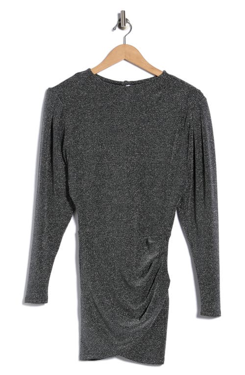 Isabel Marant Étoile Benedicte Long Sleeve Metallic Knit Minidress In Silver