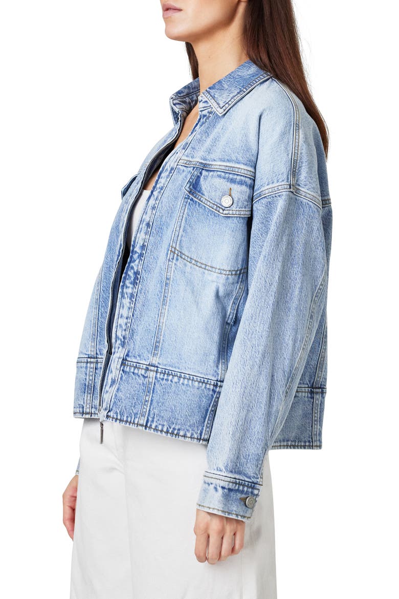 Zip Oversize Denim Trucker Jacket, Alternate, color, PACIFIC