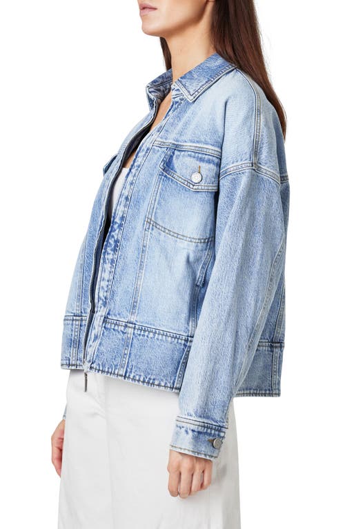 Habitual Zip Oversize Denim Trucker Jacket In Pacific