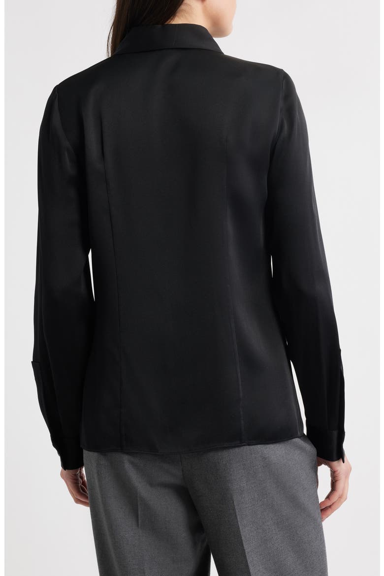 Hansen Charmeuse Button-Up Shirt, Alternate, color, BLACK