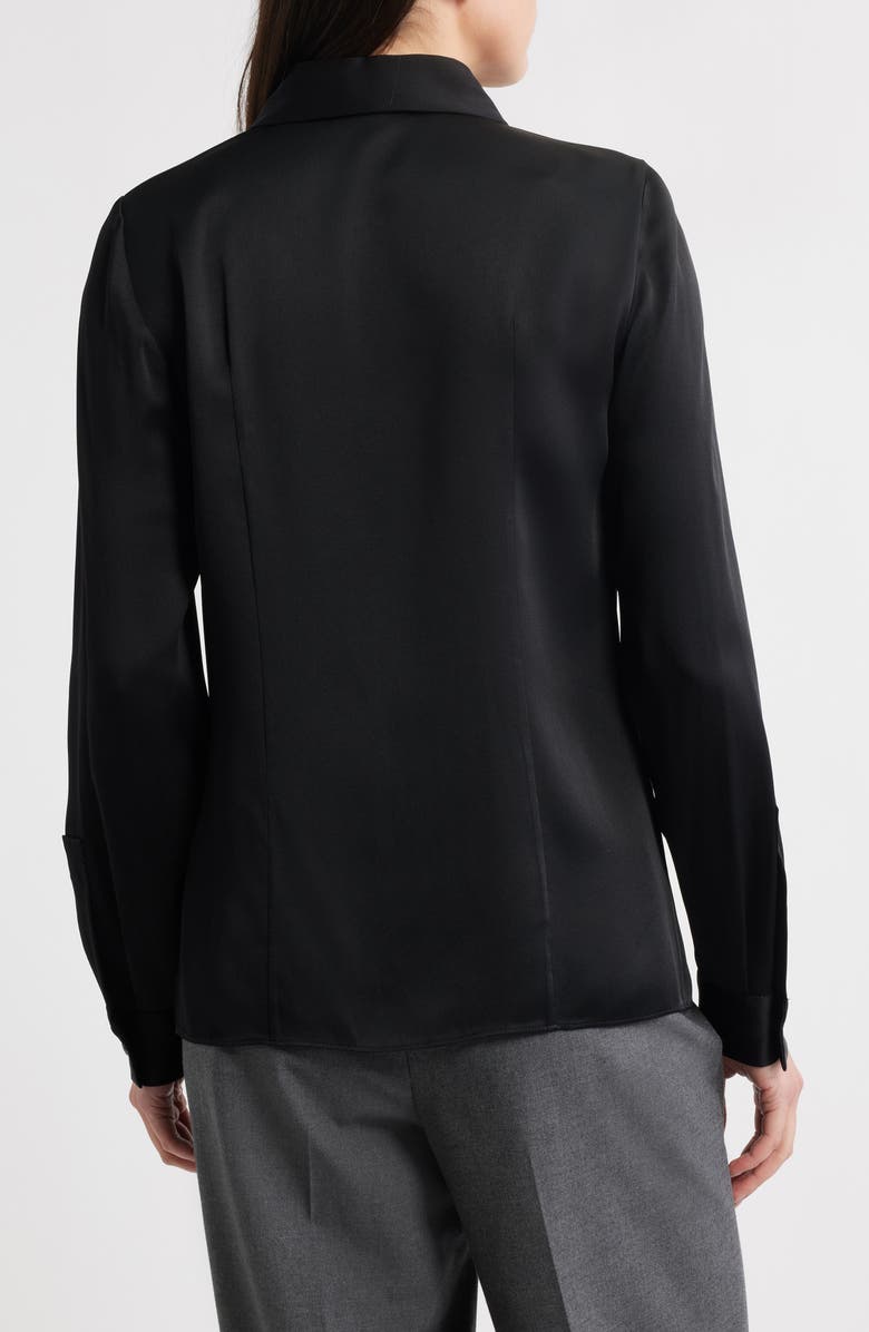 Michael Kors Collection Hansen Charmeuse Button-Up Shirt, Alternate, color, Black