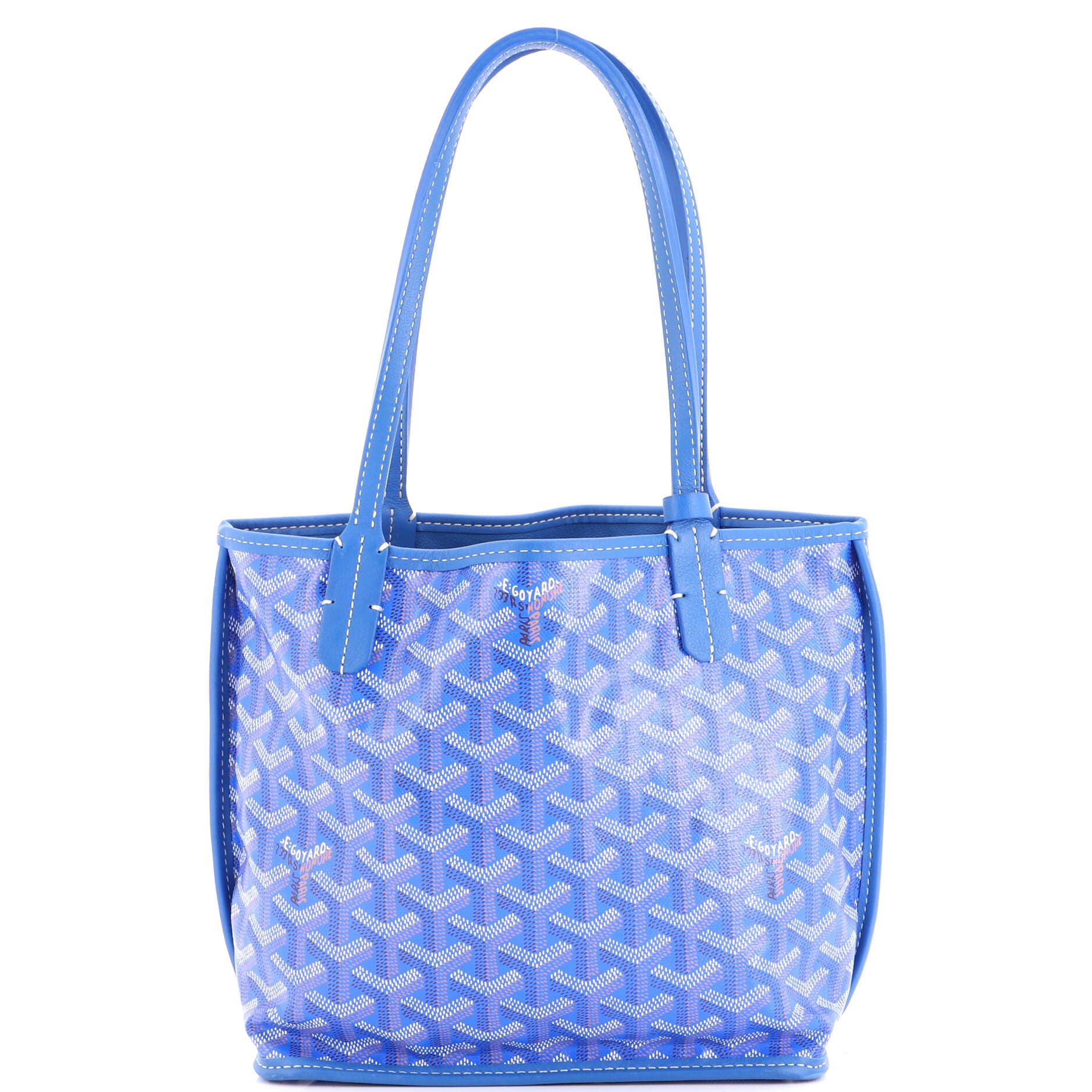 Pre-Owned Goyard Anjou Reversible Tote Coated Canvas Mini, Main, color, Blue
