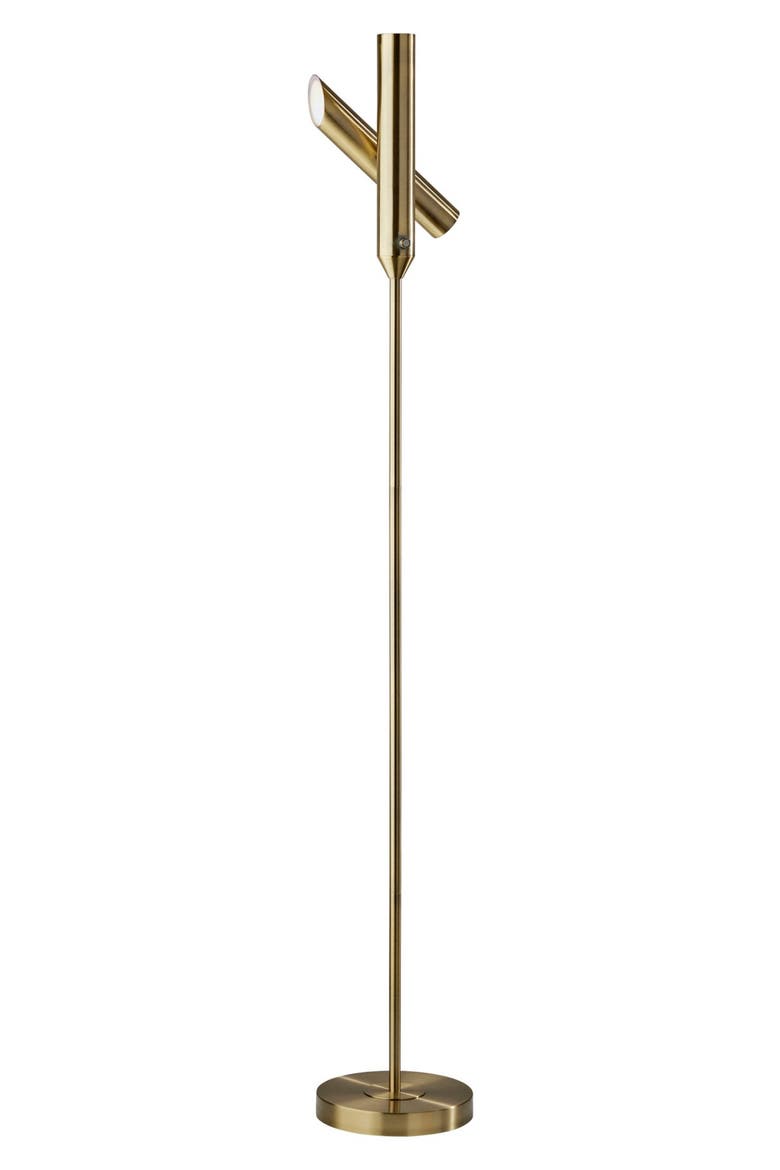 Vega LED Torchiere Floor Lamp, Main, color, ANTIQUE BRASS