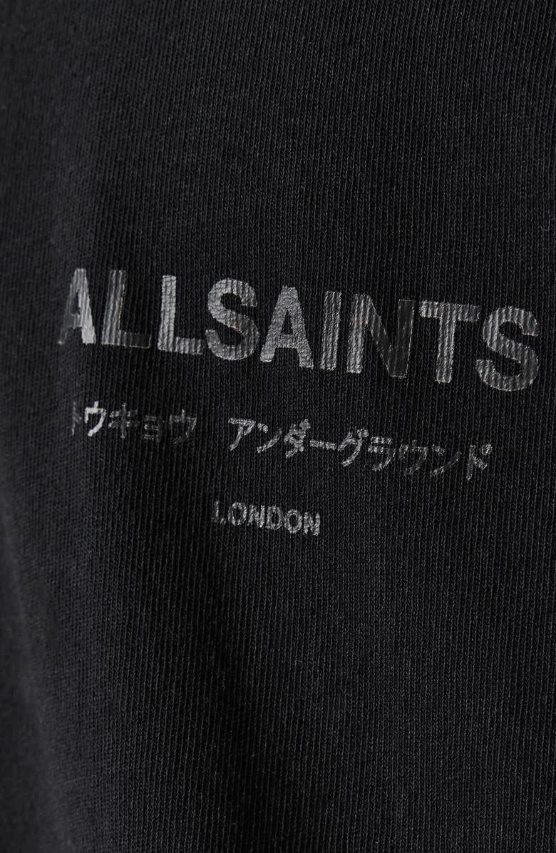 AllSaints Underground Oversize Graphic T-Shirt, Alternate, color, Jet Black/ Dark Leopard