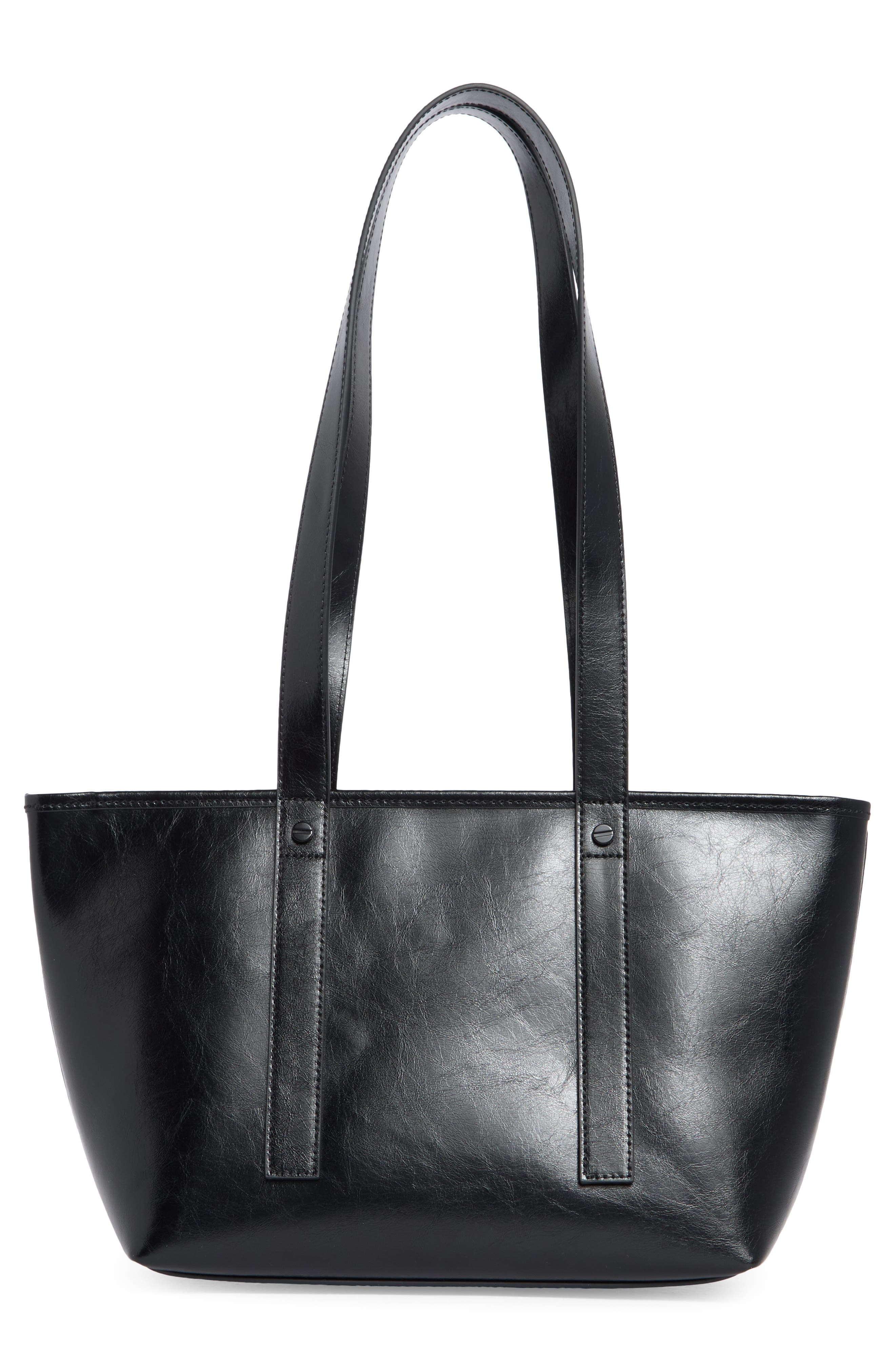 Off-White Classic Day Off Small Leather Tote, Alternate, color, Black
