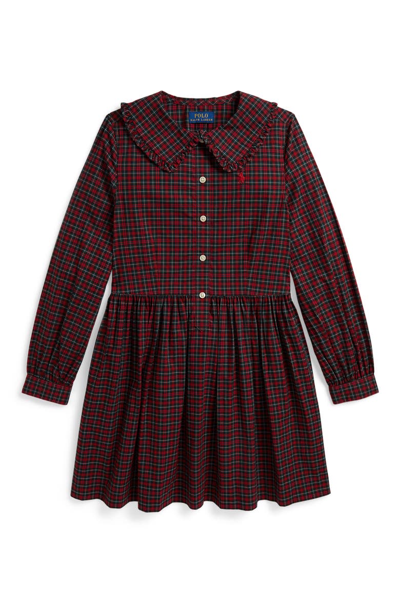 Kids' Plaid Cotton Poplin Shirtdress, Main, color, MULTI
