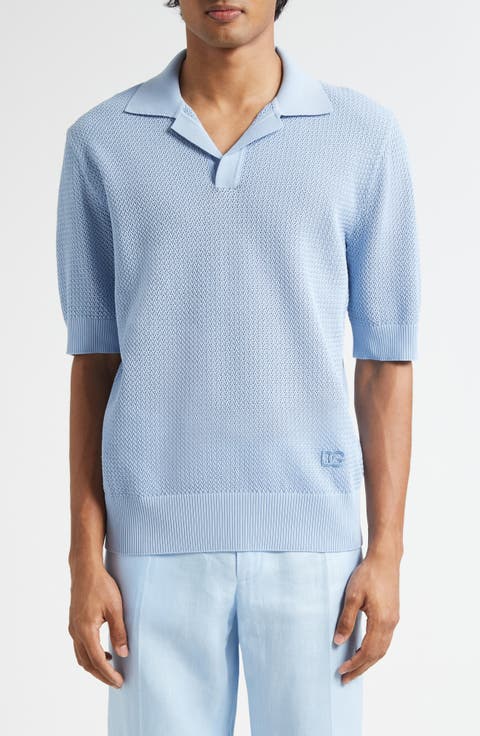 Microdot Stitch Polo Sweater