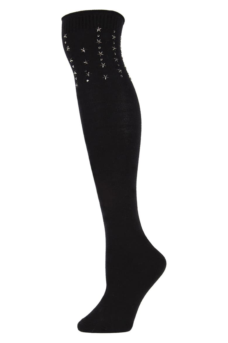 Evening Over-the-Knee Socks, Main, color, BLACK