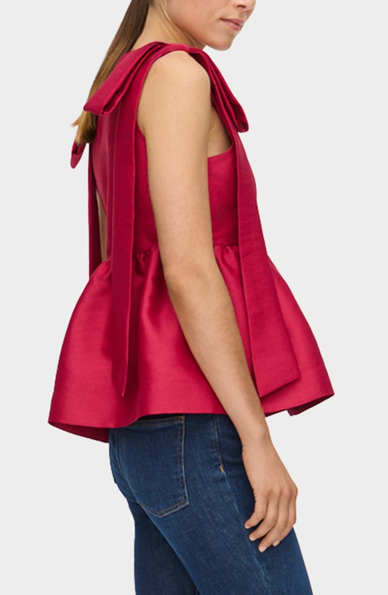 ALIGNE Alina Bow Strap Satin Peplum Top, Alternate, color, Deep Jewel Berry