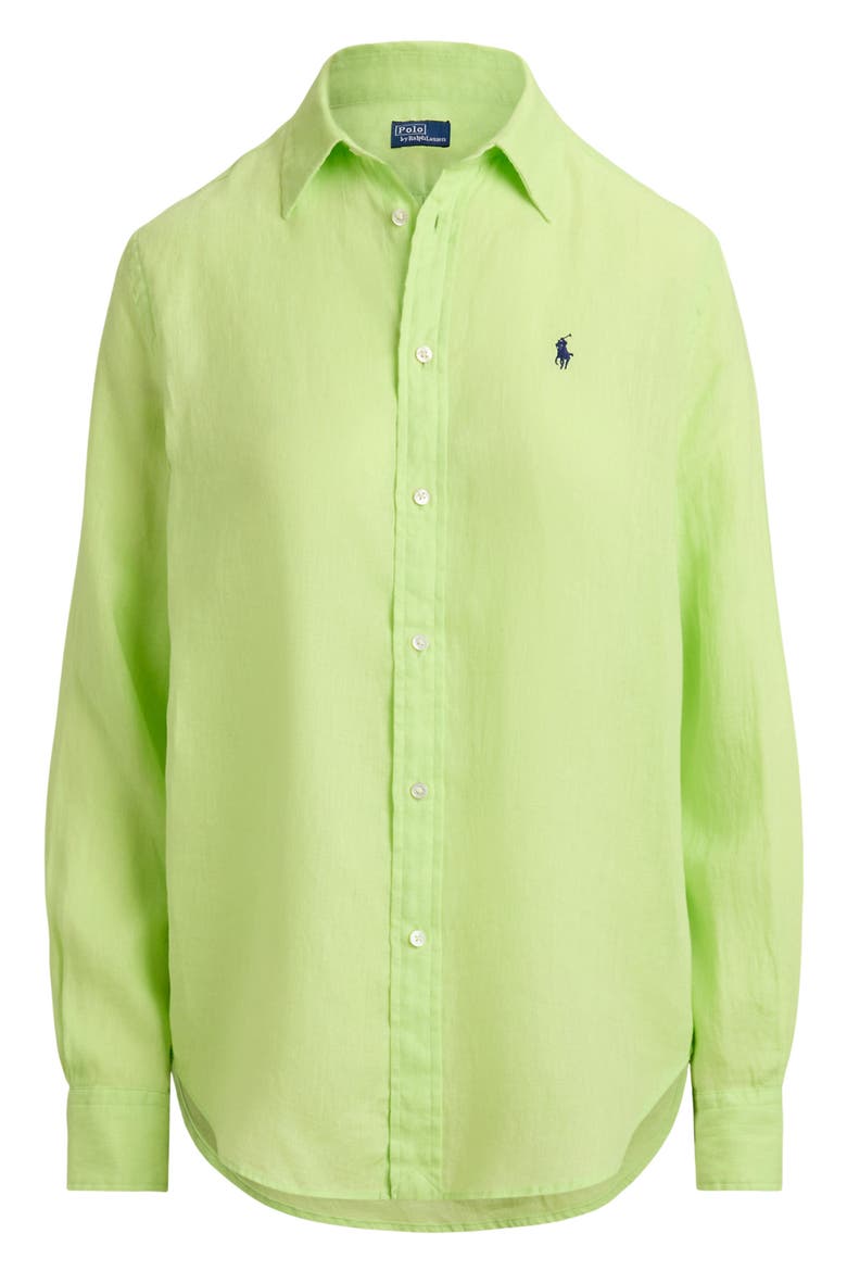 Classic Fit Linen Button-Up Shirt, Alternate, color, ELECTRIC LIME