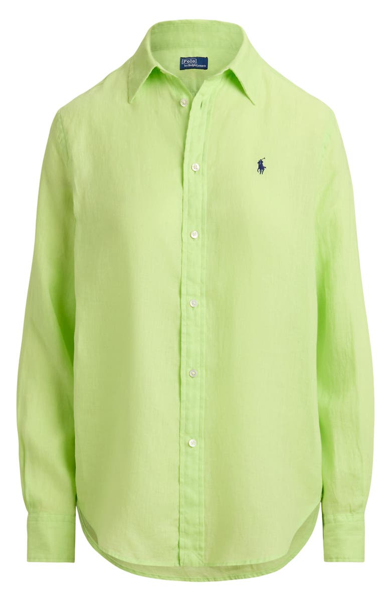 Polo Ralph Lauren Classic Fit Linen Button-Up Shirt, Alternate, color, Electric Lime