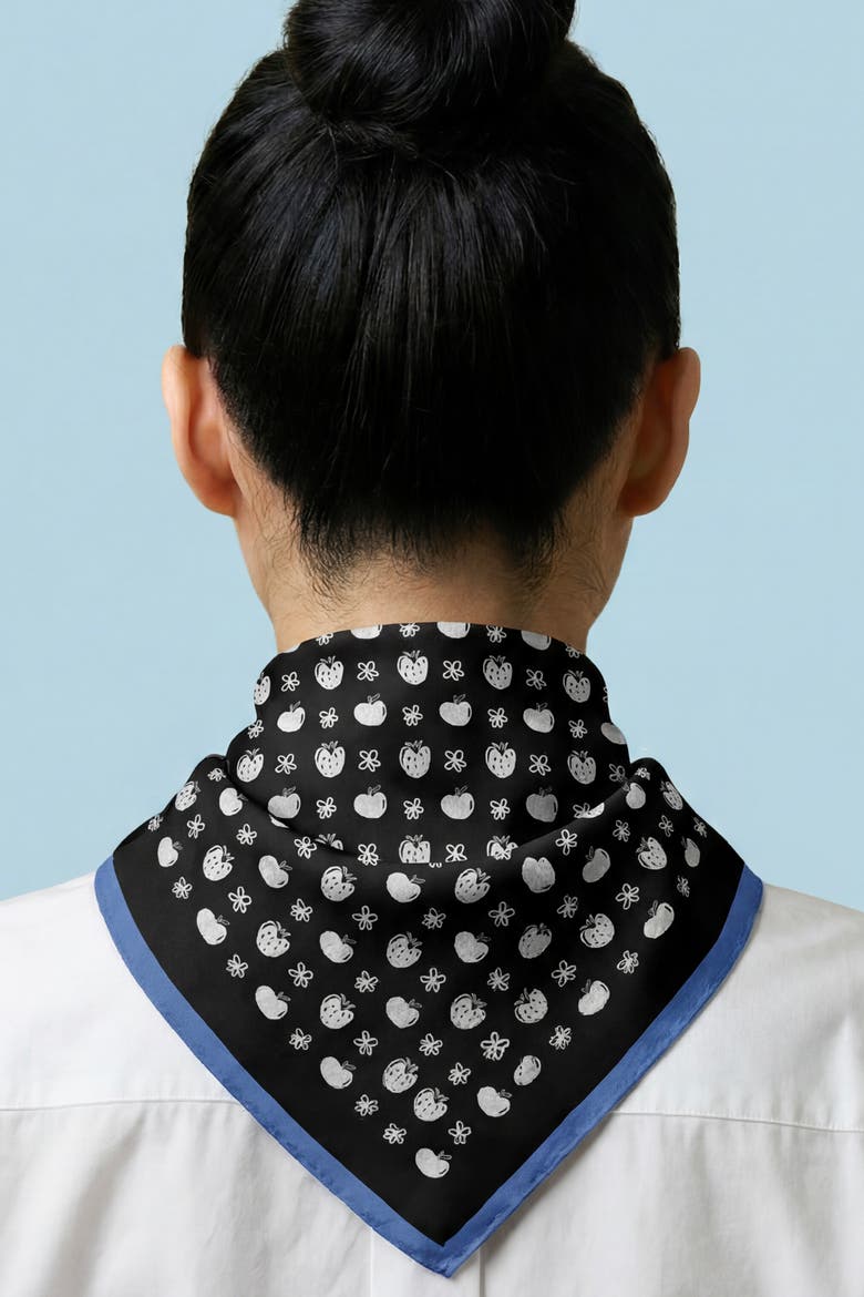 Tiny Fruits Cotton Bandana, Alternate, color, Black