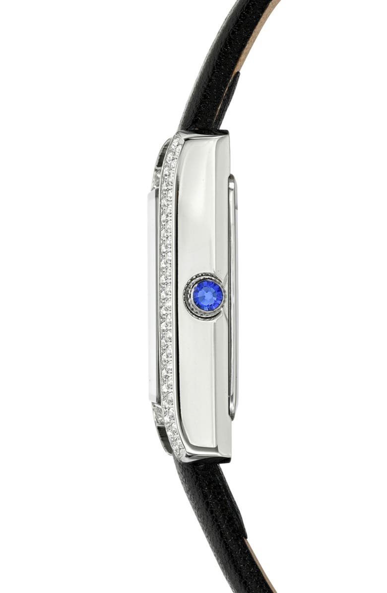PORSAMO BLEU Karolina Diamond Leather Strap Watch, 21.5mm x 30mm - 0.06 ct., Alternate, color, Black