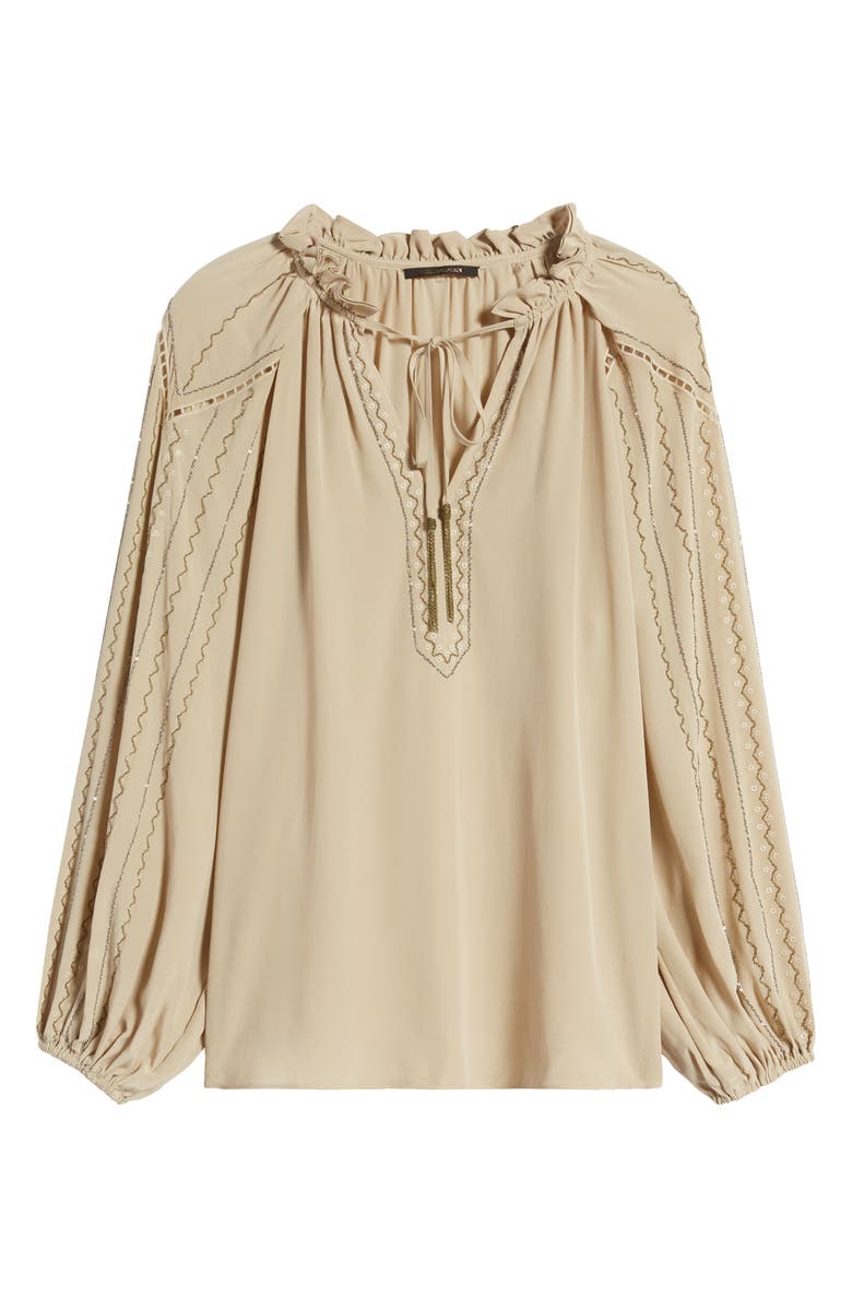 KOBI HALPERIN Embroidered Tie Neck Silk Top, Main, color, 