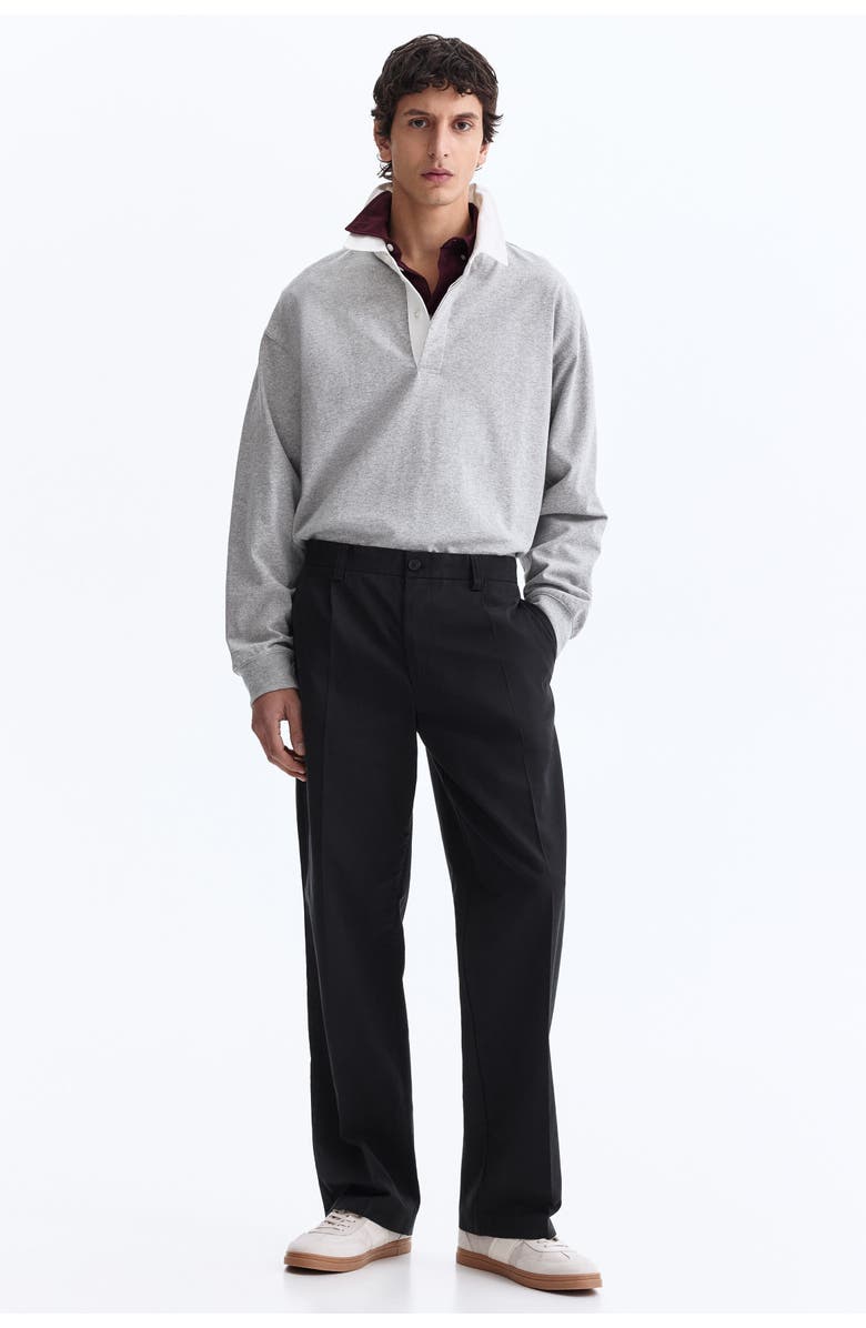 H&M Relaxed Fit Cotton And Lyocell Tailored Trousers, Main, color, Black