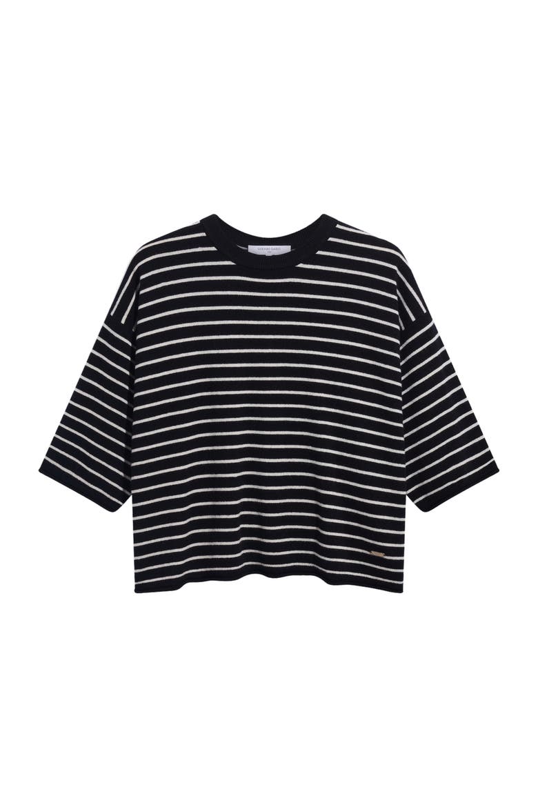 Raya 3/4 Sleeve Striped Knit Top, Alternate, color, Platinum