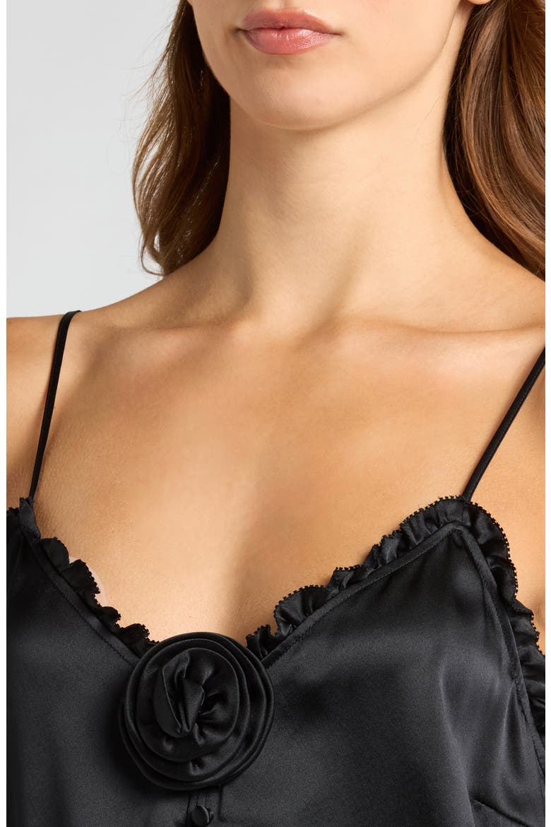Reina Rosette Silk Camisole, Alternate, color, BLACK