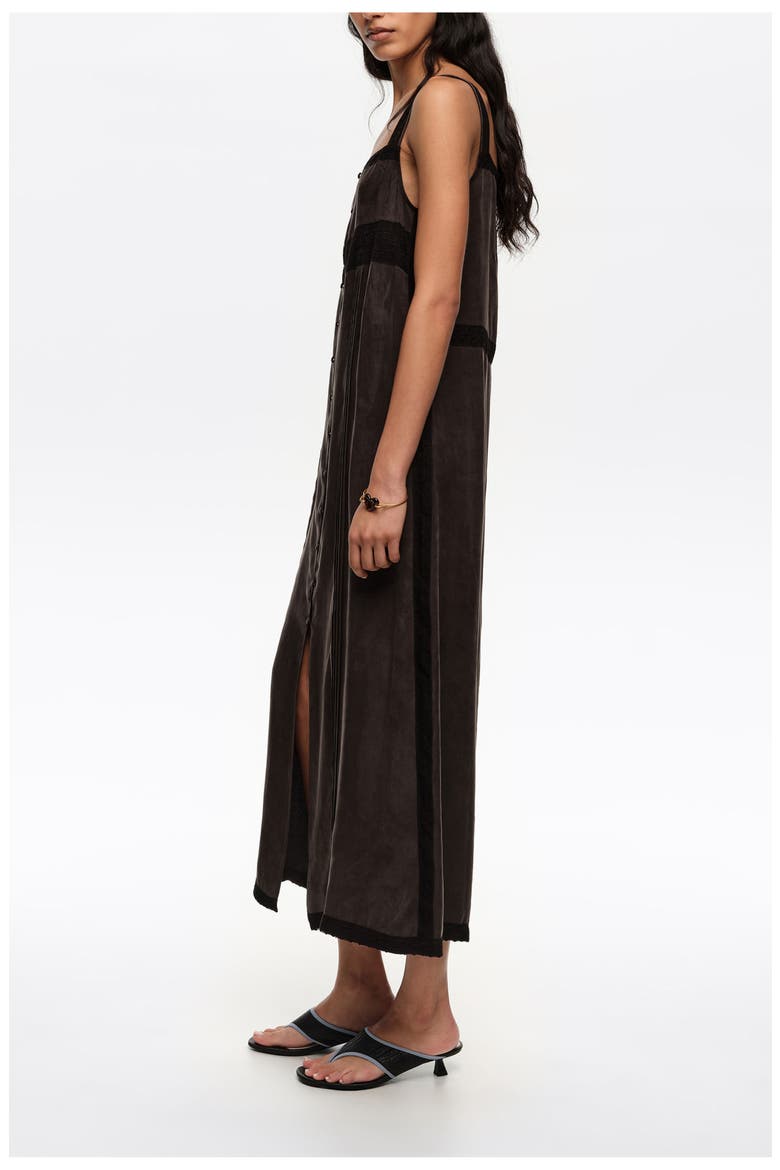 A-Line Dress With Buttons And Lace, Alternate, color, WASHED BLACK