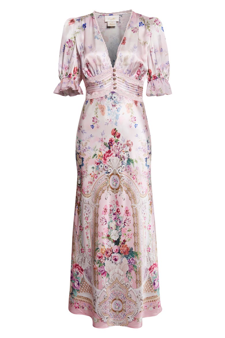 Palatial Pastels Bias Cut Silk Midi Dress, Alternate, color, PALATIAL PASTELS