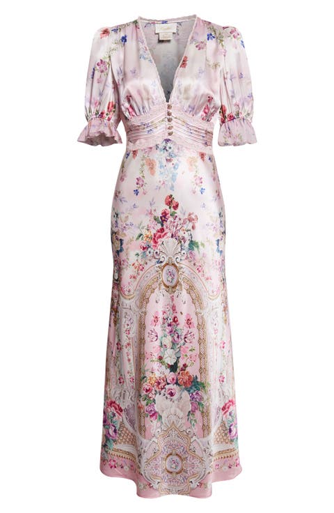 Palatial Pastels Bias Cut Silk Midi Dress