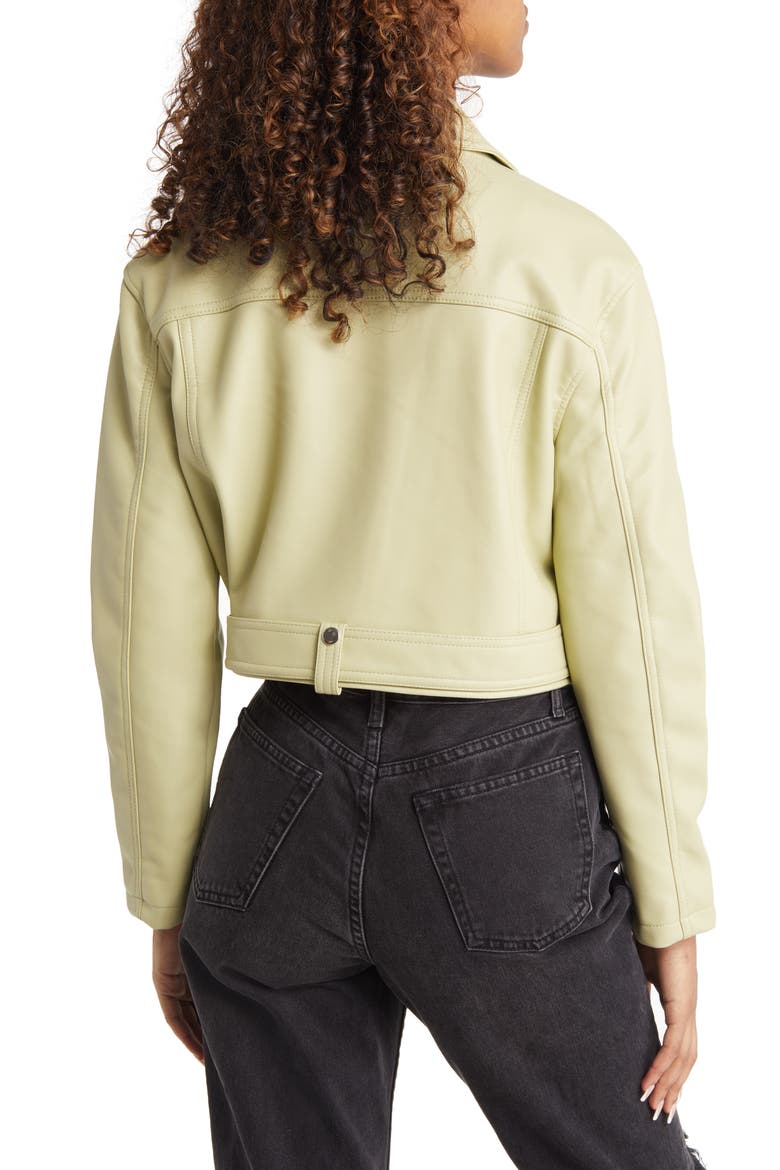 Faux Leather Biker Jacket, Alternate, color, LIGHT GREEN