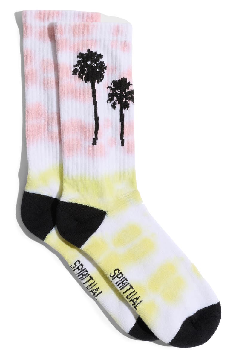 Spiritual Gangster Summer Soul Crew Socks, Main, color, Pink Tie Dye