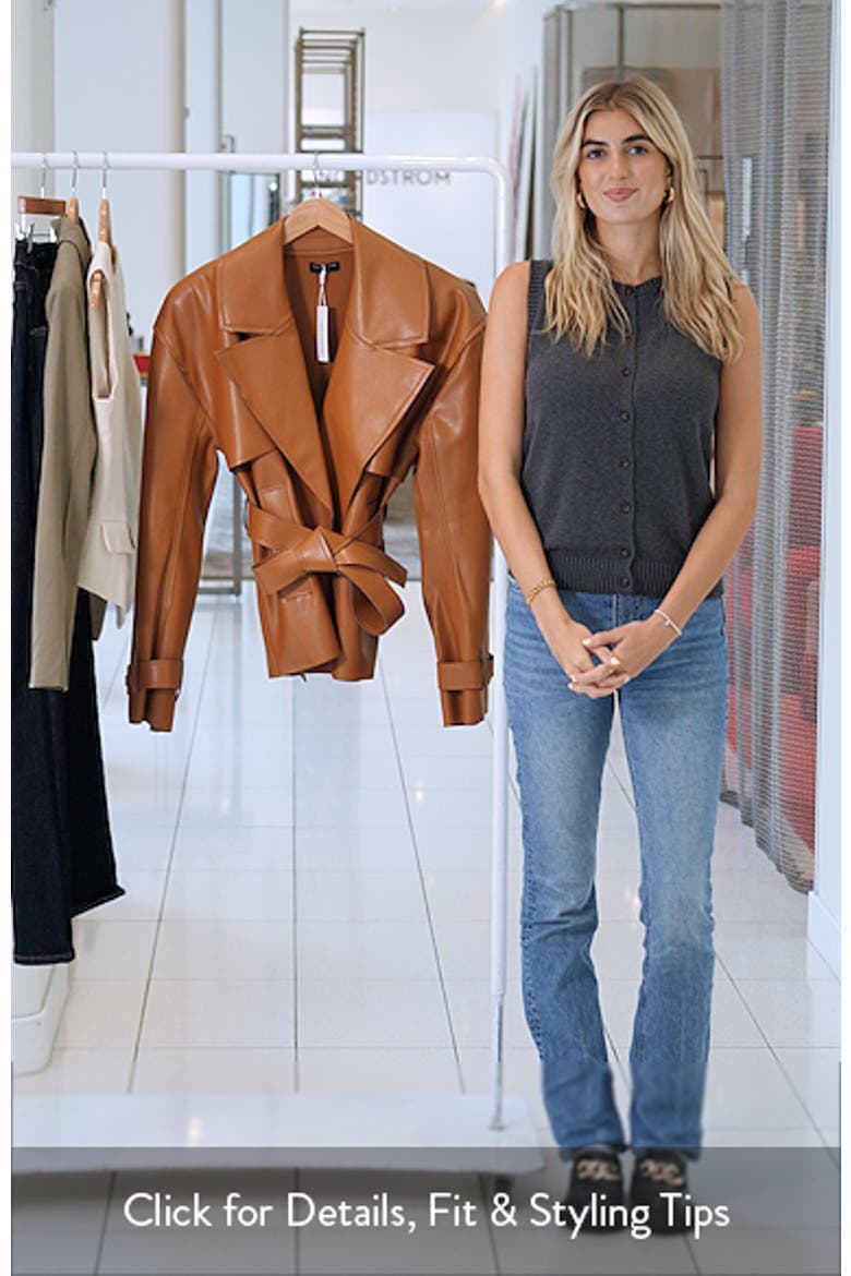 Faux Leather Crop Trench Coat video