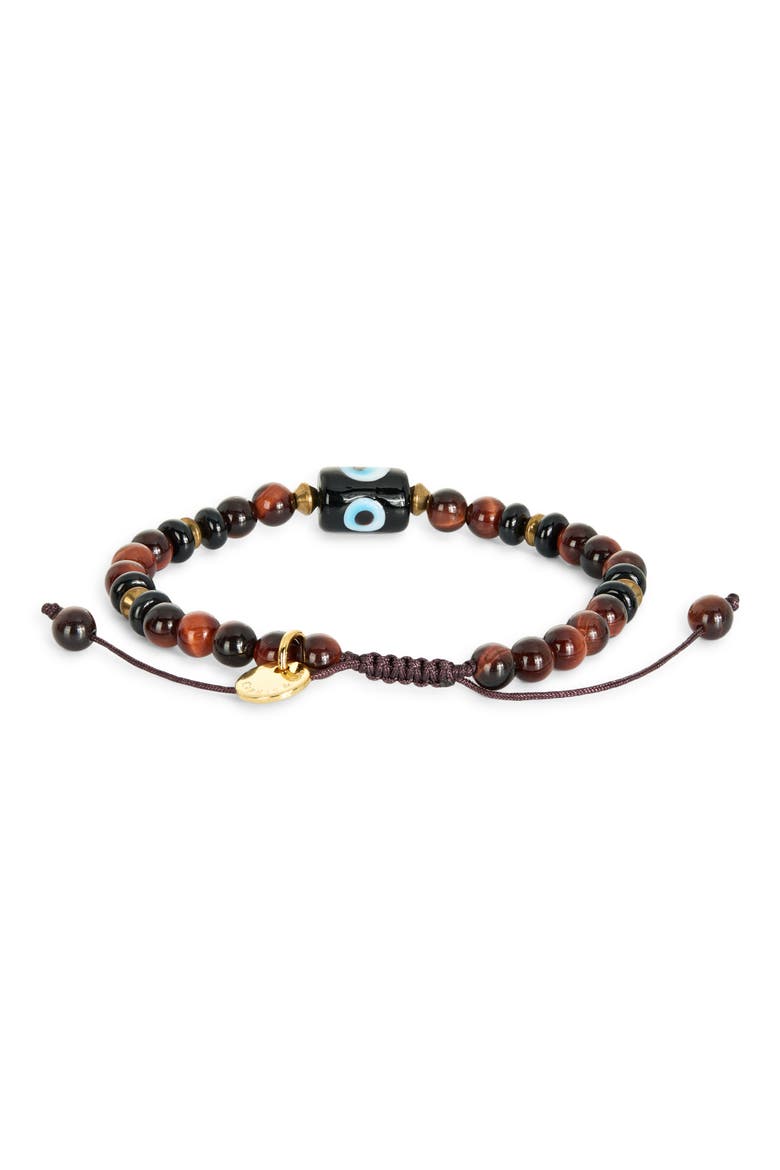 Men's Murano Evil Eye Tiger Eye Bead Bracelet, Alternate, color, RED TIGER EYE