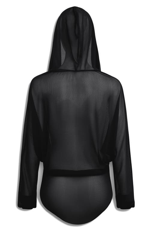 Alaïa Womens Noir Alaia Hooded Long-sleeves Knitted Bodysuit In Noir Alaia
