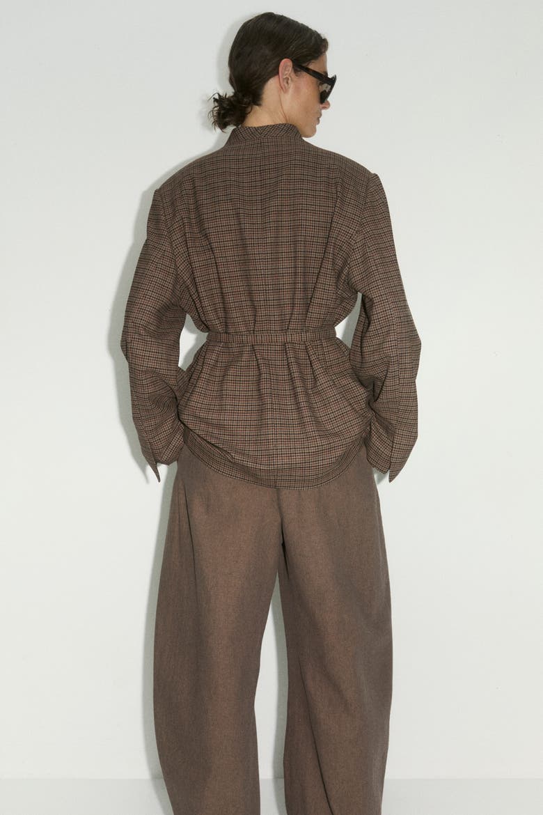 Oversized Belted Jacket, Alternate, color, Dark beige/checked